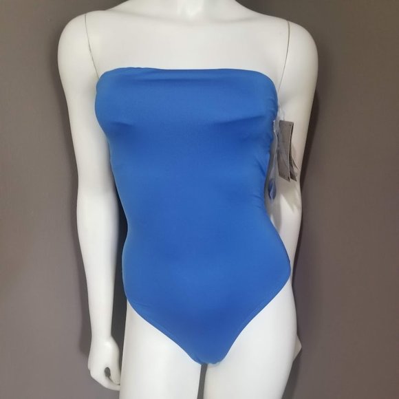 Nike Corset-Back Bandeau One-Piece Swimsuit - Pacific Blue Size Small - Picture 2 of 10